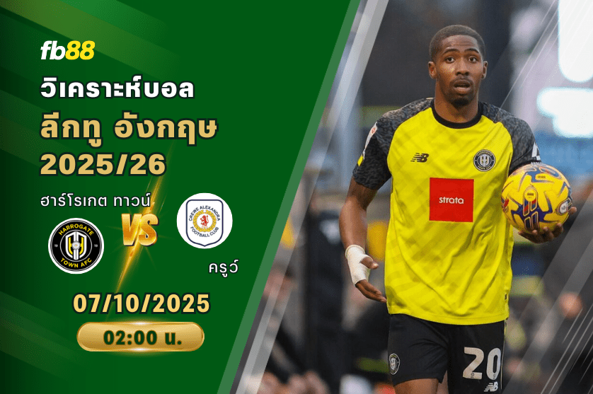 วิเคราะห์บอล: ฮาร์โรเกต ทาวน์ VS ครูว์