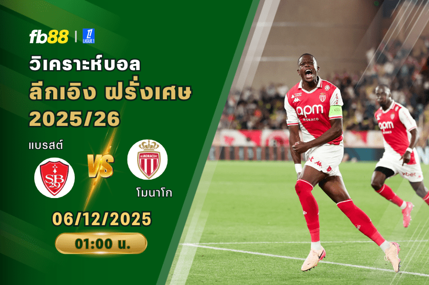 วิเคราะห์บอล: แบรสต์ VS โมนาโก